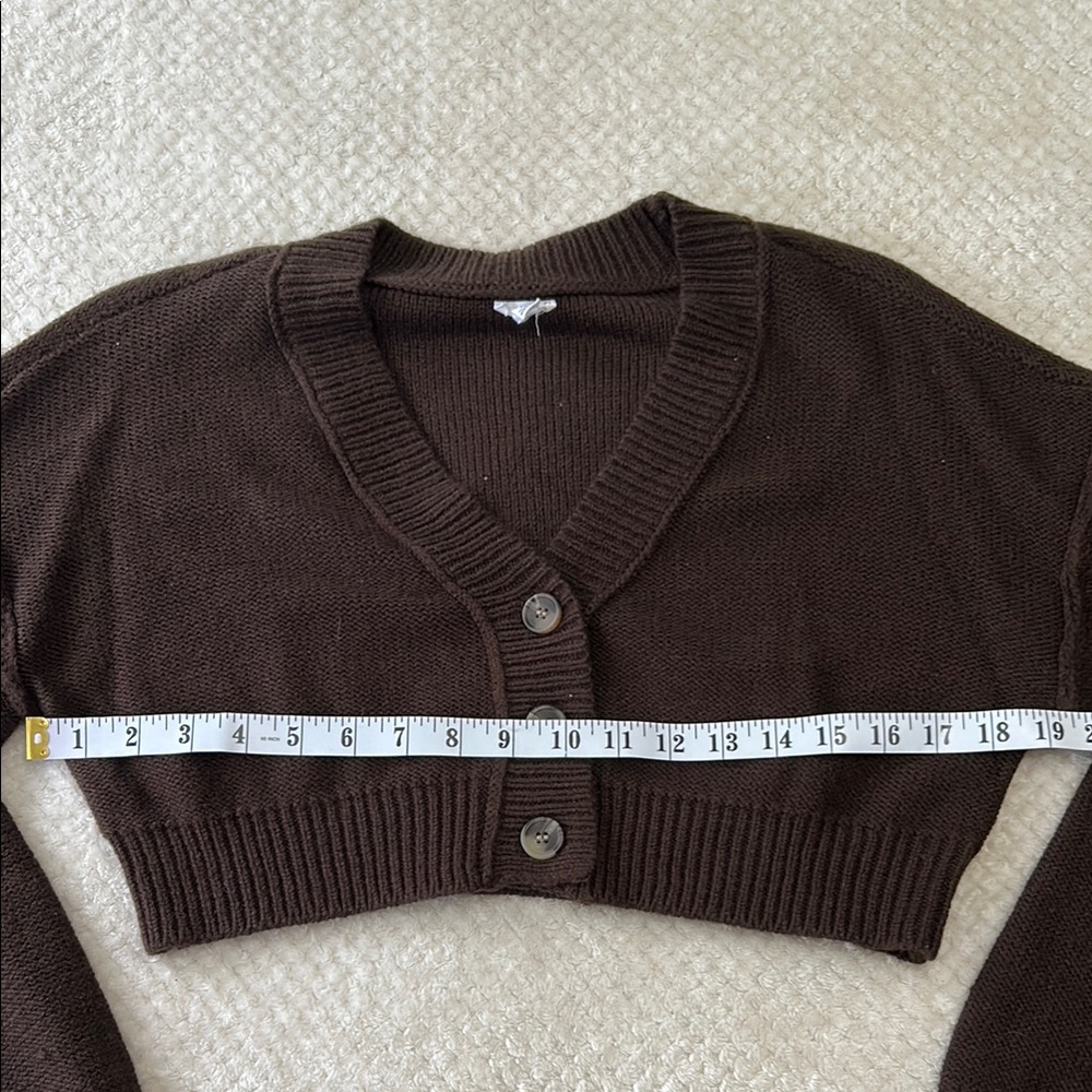 Garage Brown Cropped Cardigan Sweater - Picture 3 of 6